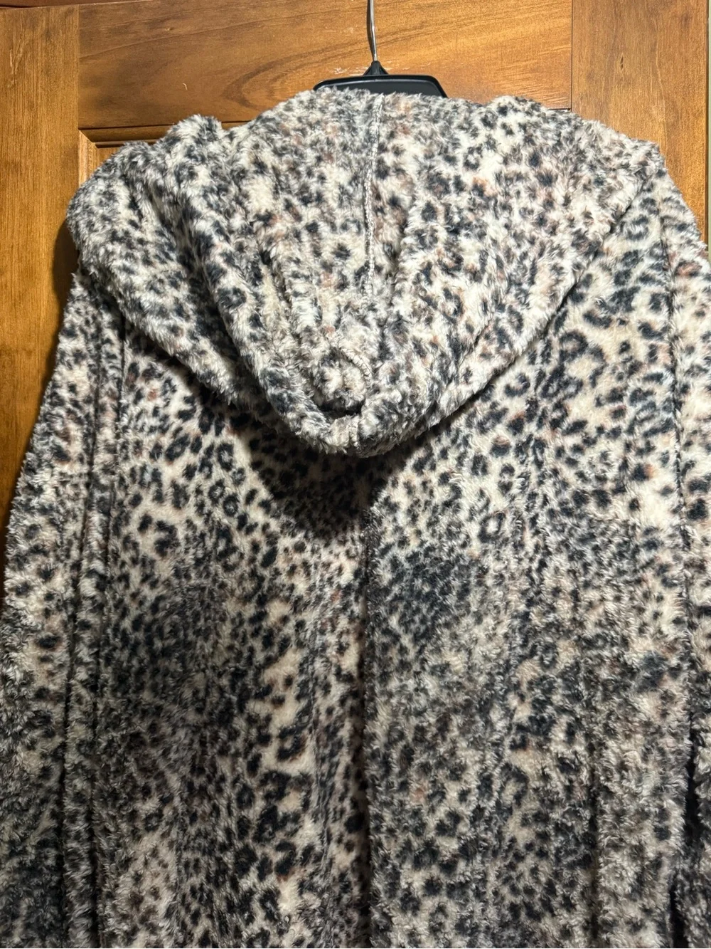 Leopard Print Cozy Hooded Cardigan - Beige/Black super soft !!!